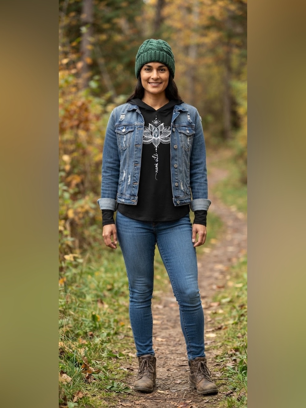 Namaste Yoga Hoodie Black Lotus Graphic Spiritual Athleisure Top XL